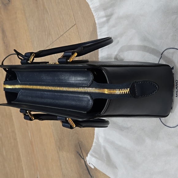 Authentic Prada Saffiano Soft Calfskin Leather Top Handle Bag with Strap Baltico - Picture 3 of 12